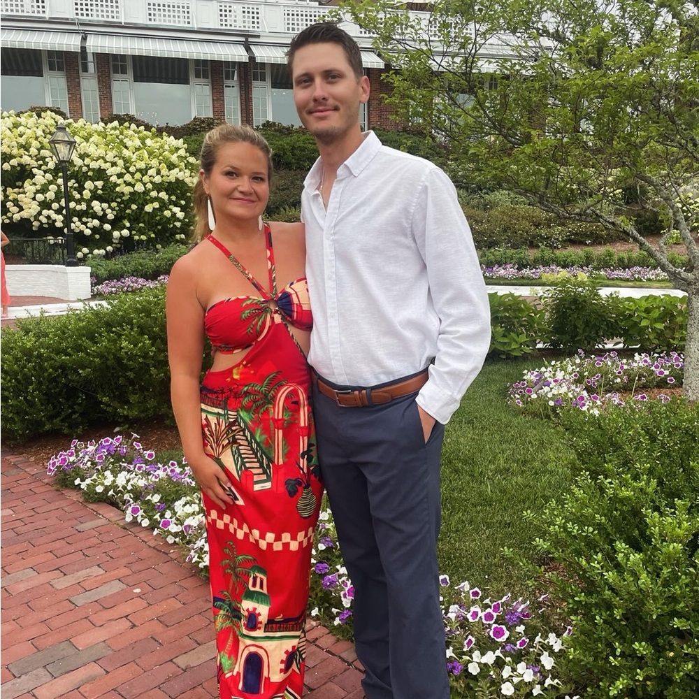 Prettylittlething Red Patterned Halter Dress - image 1